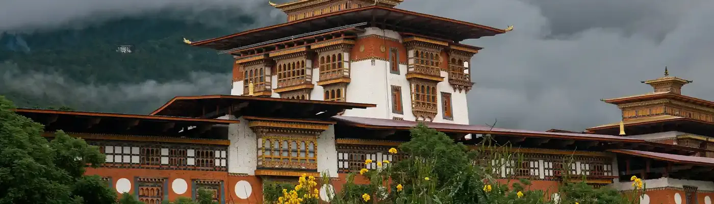 Bhutanese people celebrating a festival